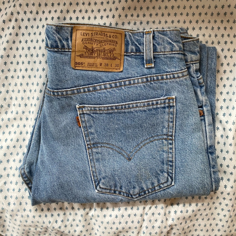 VTG Levi's Men's Straight Jeans Light Blue 90s USA 🇺🇸 Made 38x30